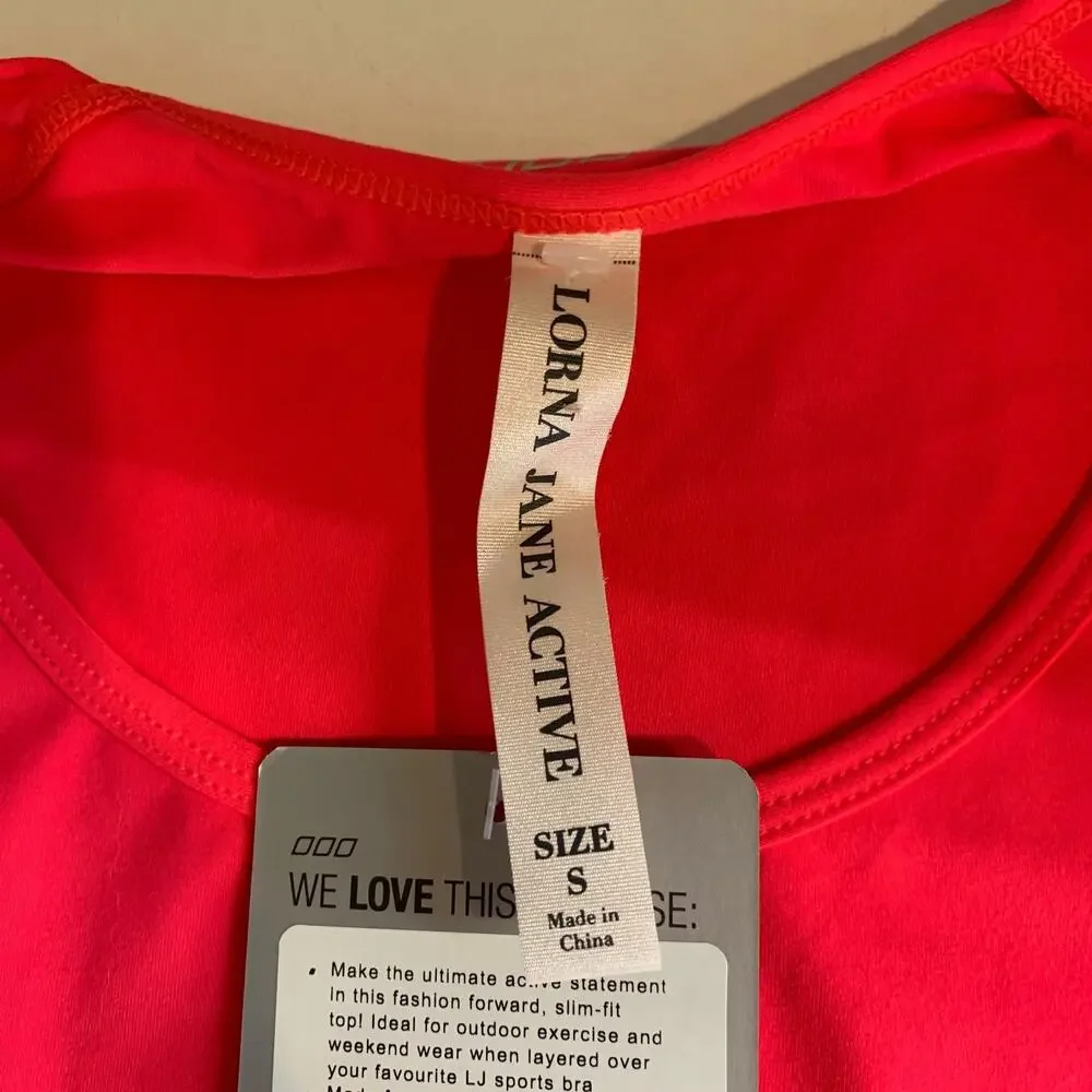 Lorna Jane Top Womens S Small Cupid Red Madrid Lasercut Long Sleeve Excel Shirt
